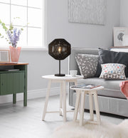Piantana Industrial-Nordico Vimini Acciaio Nero Tessuto 1 Luce E27