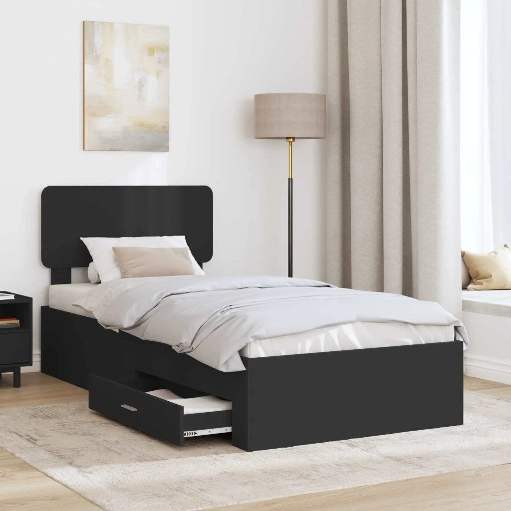 Struttura del letto Nero 75 x 190 cm Legno multistrato