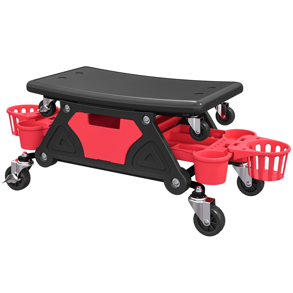 Sgabello da lavoro mobile con rotelle ¨C zephmum ¨C 86x33x33cm, rosso