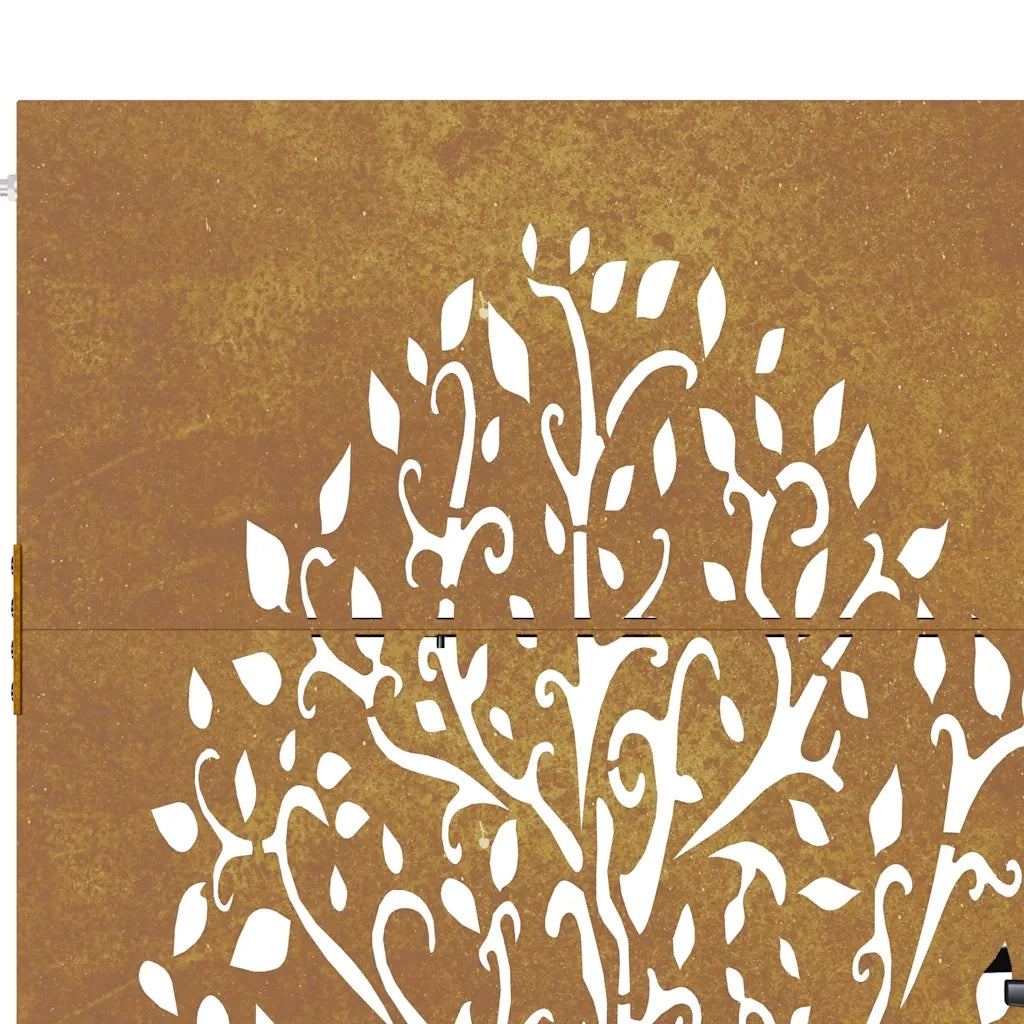 Cancello da giardino 100x75 cm in acciaio Corten con design ad albero 153214