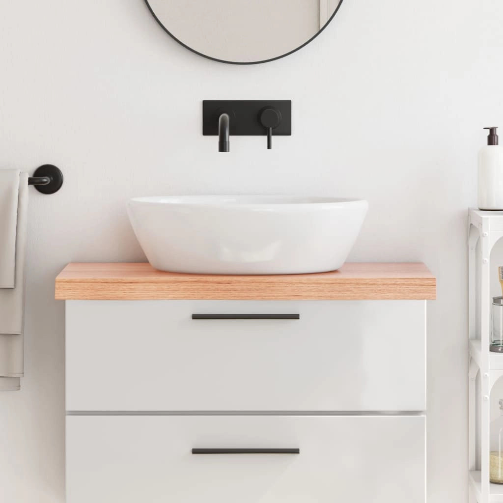 Piano Bagno Marrone 80x40x(2-6) cm Legno Massello Trattatocod mxl 122378