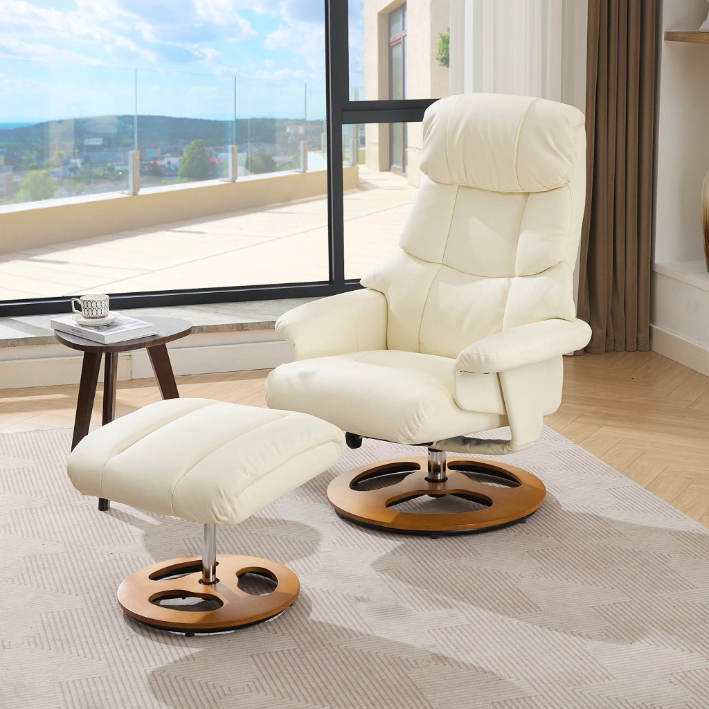 Poltrona Relax Massaggiante Reclinabile con Poggiapiedi Girevole ¨C MINIMAL ¨C Similpelle Bianco
