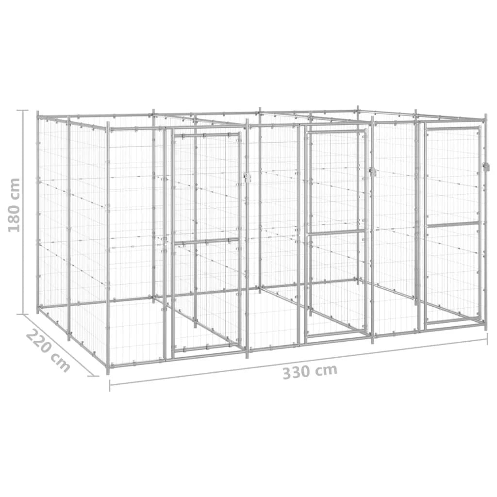 Recinto per animali da esterno per cani in acciaio zincato 7,26 m² 02_0000427