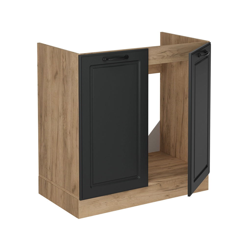 Mobile lavello cucina R-Line Antracite rustico/Rovere dorato 80 cm senza piano di lavoro Vicco