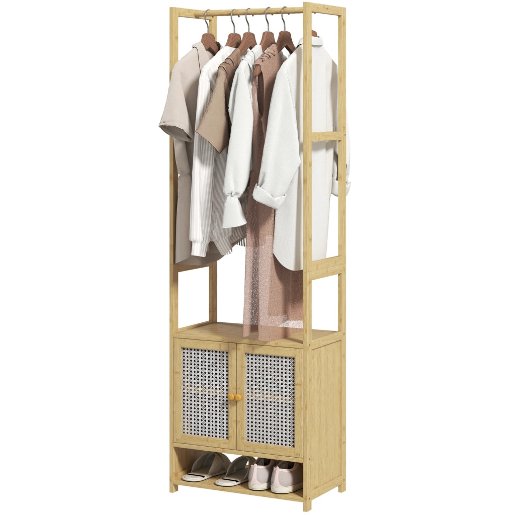 Scarpiera in Bamb¨´ con Appendiabiti e Ripiani ¨C Zephmum ¨C 53x31x168 cm Natural