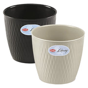 VASO TONDO 'LIBERTY' ø 20 x h.19 - bianco travertino  - STEFANPLAST
