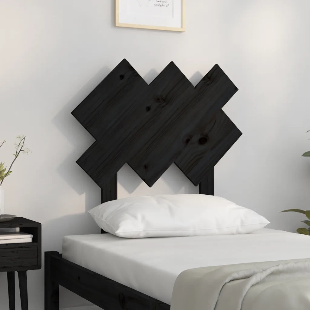 Testiera | Testata per Letto Nera 72,5x3x81 cm in Legno Massello di Pino