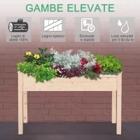 Letto per Orto Rialzato, Orto Urbano Pensile Tavolo Porta Piante con Fodera in Tessuto per Giardino, 122.5x56.5x76cm, Legno