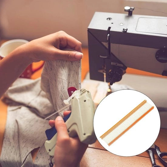 Impostatore di Etichette per Abbigliamento - 5000 pezzi, 1,6 cm, Arancione/Rosso - Pistola per Etichette di Tessuto - Pistole con Navicelle in Plastica
