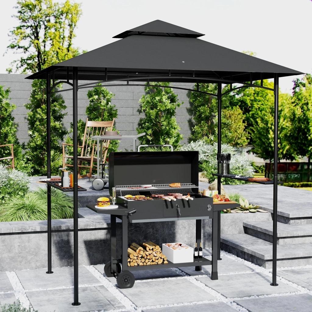 Pergola da Giardino con LED ¨C zephmum ¨C Grigio 240x150x258 cm