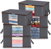 Organizzatore per Abiti Pieghevoli con Maniglia Rafforzata - Materiale Resistente e Finestra Vetrata per Magliette e Giacche - 6 pezzi 35L Grigio
