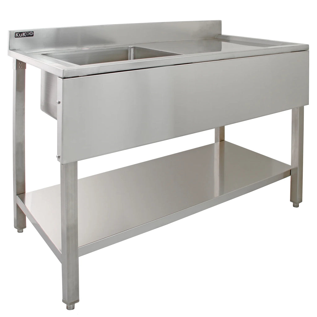 Lavandino Commerciale da Cucina 1 Vasca Inox con Sgocciolatoio a Destra