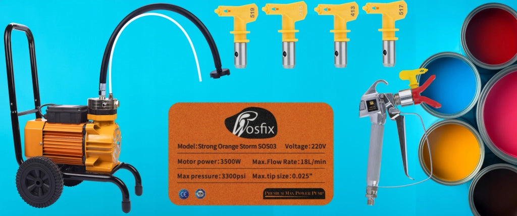 Pompa Airless Rosfix Strong Orange Storm SOS03 – 3500W, 227 Bar, 18L/Min | Vernici Acriliche, Emulsioni, Latex
