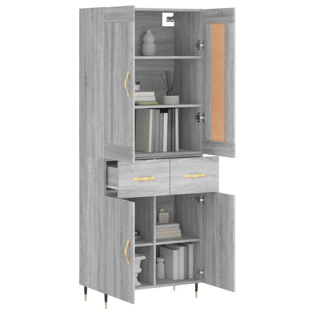 Credenza Grigio Sonoma 69,5x34x180 cm in Legno Multistratocod mxl 107507