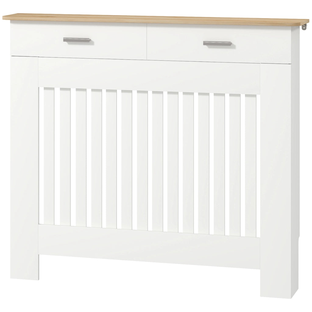 Copritermosifone con Cassetto Portaoggetti ¨C Xylo ¨C Legno Bianco 112x19x97 cm