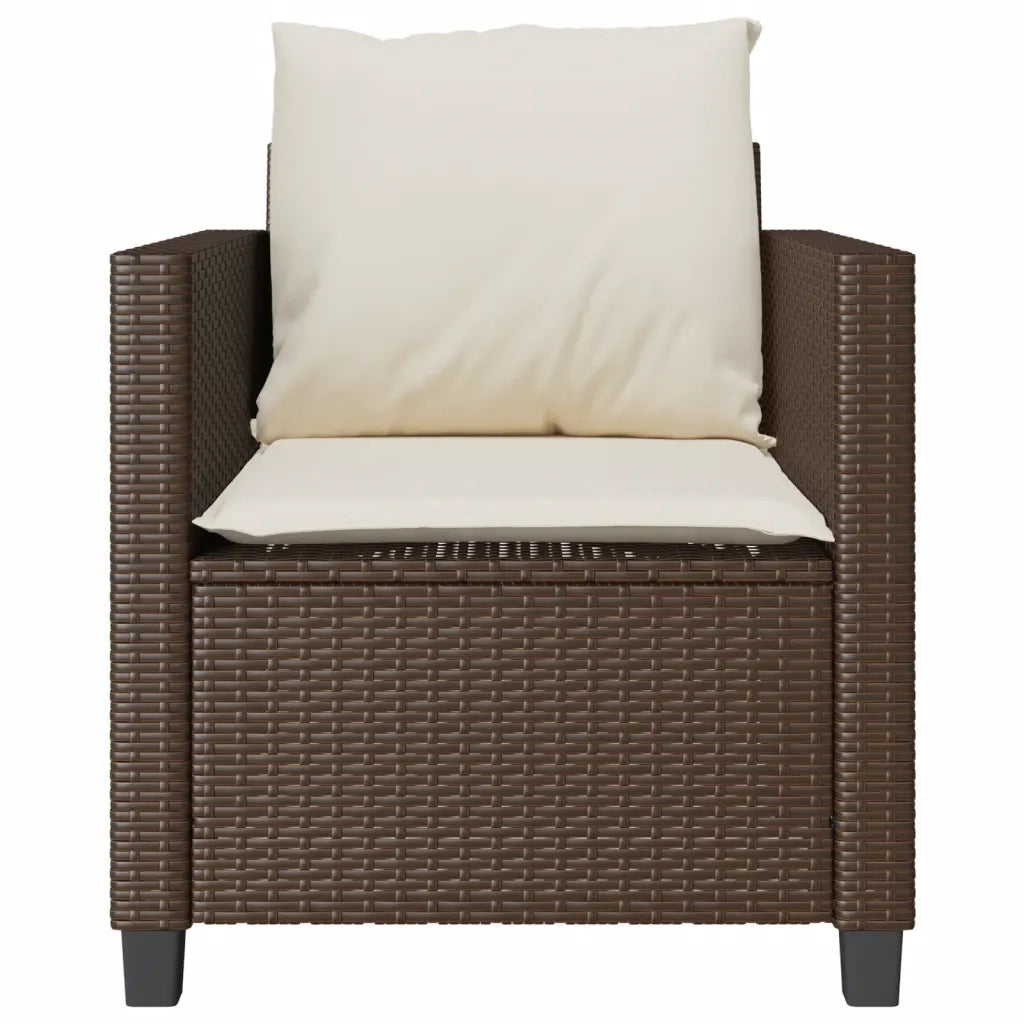 Set BistrÃ² 3 pz con Cuscini Marrone in Polyrattan
