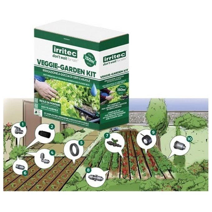 Irritec SHI150ST20NFI Veggie Garden Kit irrigazione a goccia per orto fino a 150 m² con regolatore di pressione