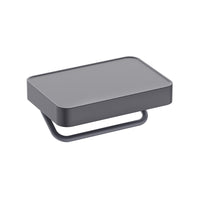 Porta rotolo nero opaco con mensola a parete - Serie Blend