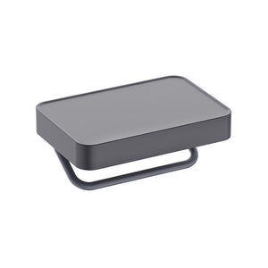 Porta rotolo nero opaco con mensola a parete - Serie Blend