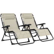 Lettino da sole pieghevole regolabile con testiera ¨C zephmum ¨C beige 90x65x112 cm