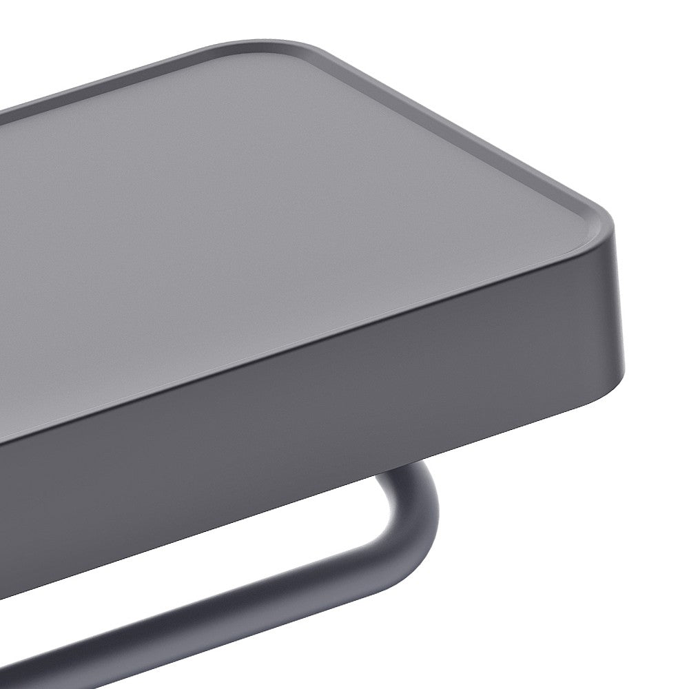 Porta rotolo nero opaco con mensola a parete - Serie Blend