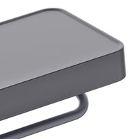 Porta rotolo nero opaco con mensola a parete - Serie Blend