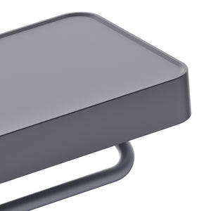 Porta rotolo nero opaco con mensola a parete - Serie Blend