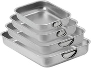 Lasagniera in Acciaio Inossidabile - 4 Pezzi - Tessitura a Mela - Rivestimento Anticaderente - Maniglie - 40 x 28 x 6,7 cm