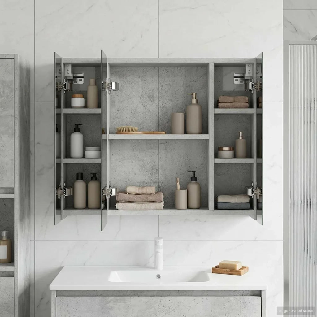Mobiletto per specchio da bagno Grigio cemento