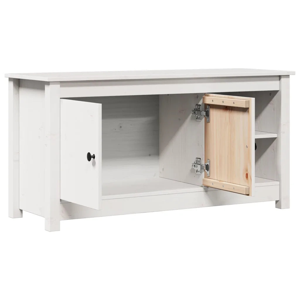 Mobile Porta TV Bianco 103x36,5x52 cm in Legno Massello di Pino cod mxl 26063