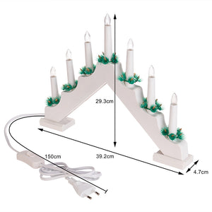 Candelabro Avvento Natalizio Elettrico Led 7 Candele di Natale Colore Bianco