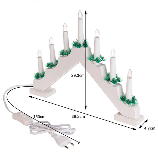 Candelabro Avvento Natalizio Elettrico Led 7 Candele di Natale Colore Bianco
