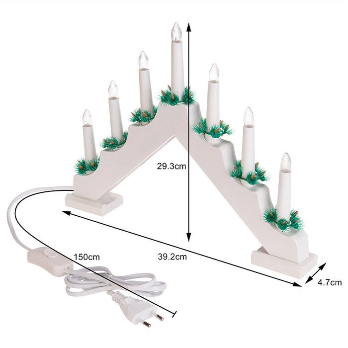 Candelabro Avvento Natalizio Elettrico Led 7 Candele di Natale Colore Bianco