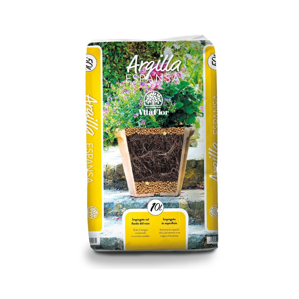 ARGILLA ESPANSA Vitaflor PH NEUTRO per PIANTE granelli DRENAGGIO 10 lt