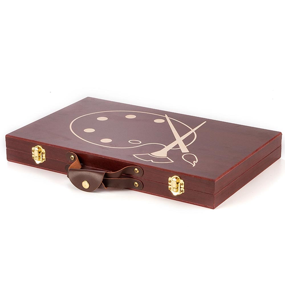 Valigetta Legno Pittore 78pz Colori Pittura Pastelli Acquerelli Professionale