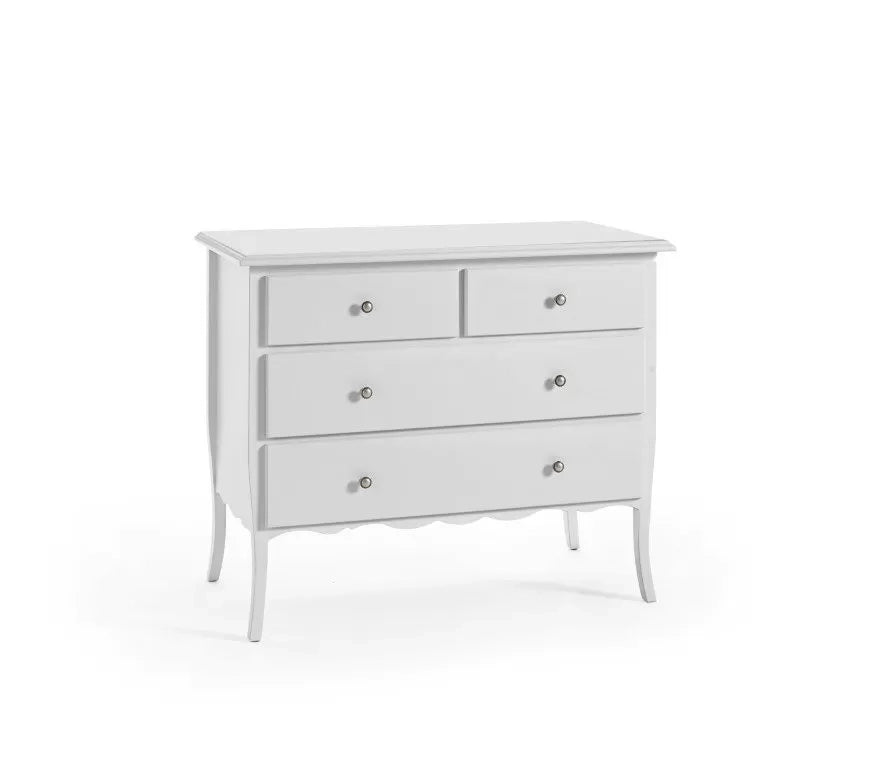 ComÒ 4 cassetti classico bianco opaco 112x52x91 (6068) - Mobili 2G