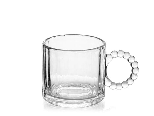 Confezione 2 mug loop in vetro trasparente manico sagomato forma cilindrica cc 310