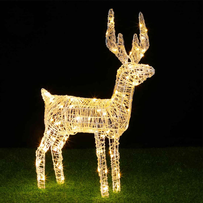 Renna Natalizia Luminosa per Esterno 80 LED Bianco Caldo Addobbi 3D Natale
