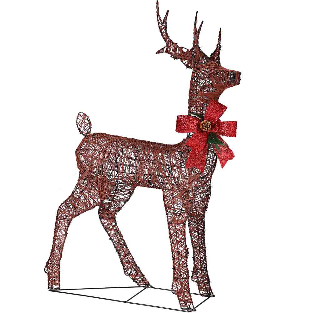 Famiglia 3 Renne Luminose di Natale 600 LED Bianco Caldo Intreccio Corda Esterno