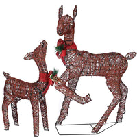 Famiglia 3 Renne Luminose di Natale 600 LED Bianco Caldo Intreccio Corda Esterno