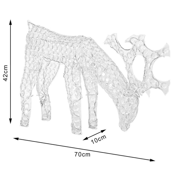 Renna Natalizia Luminosa mangia erba 3D in Acrilico 100 LED Bianco Freddo H42 cm