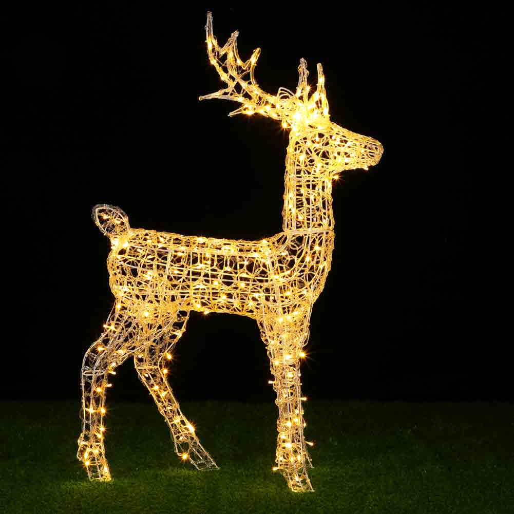 Renna Natalizia Luminosa per Esterno 240 LED Bianco Caldo Cervo Grande 3D Natale