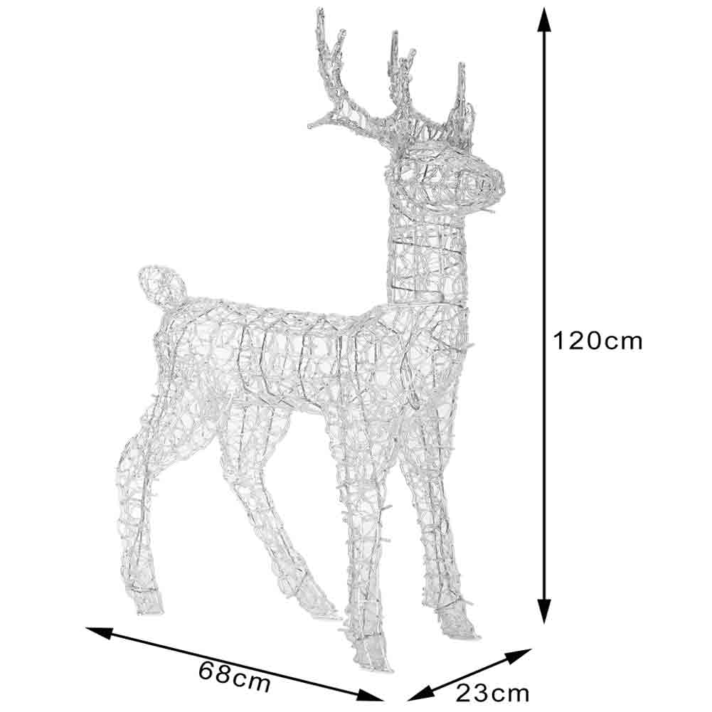 Renna Natalizia Luminosa per Esterno 240 LED Bianco Caldo Cervo Grande 3D Natale