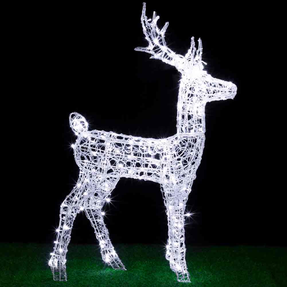 Renna Natalizia Luminosa per Esterno 240 LED Bianco ICE Cervo Grande 3D Natale