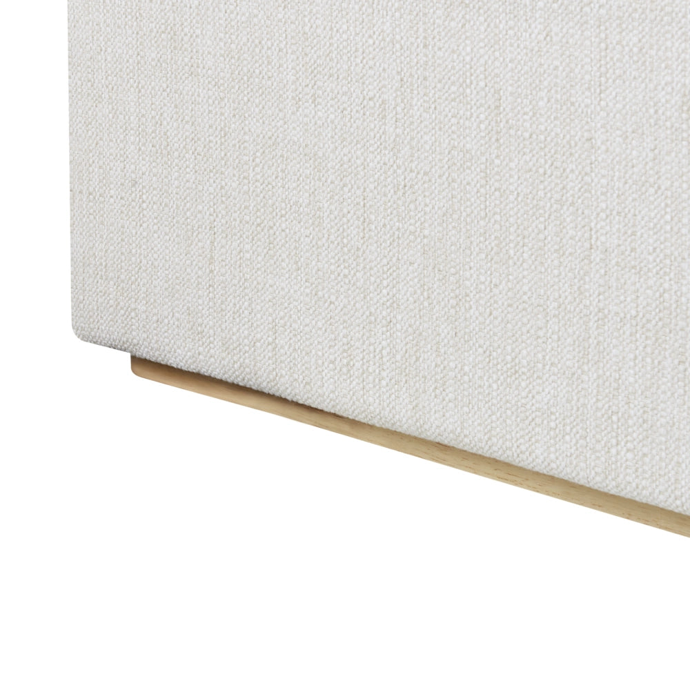 Letto matrimoniale con contenitore rivestito in tessuto bianco sporco con ampia testata 160 x 200 cm camera da letto elegante