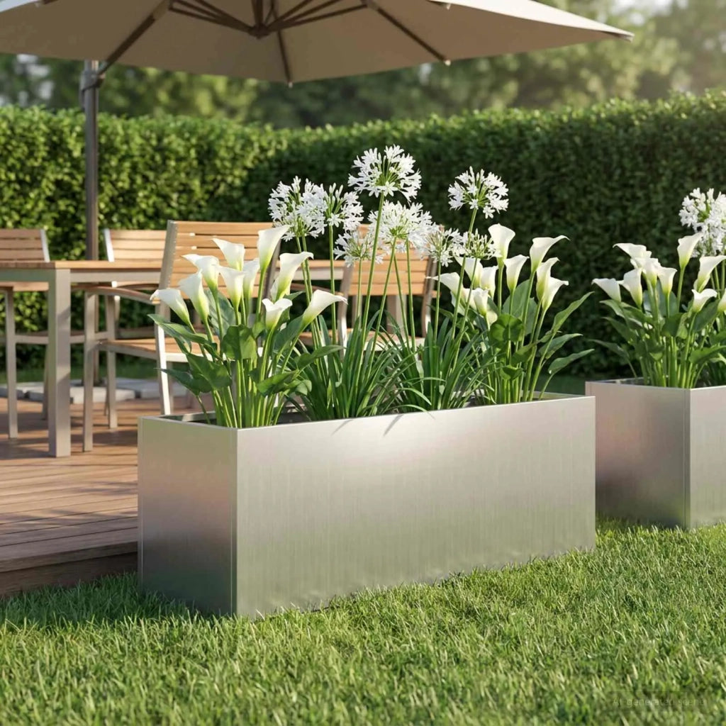 Vaso da giardino Argento 60 x 20 x 20 cm Acciaio zincato 8005158