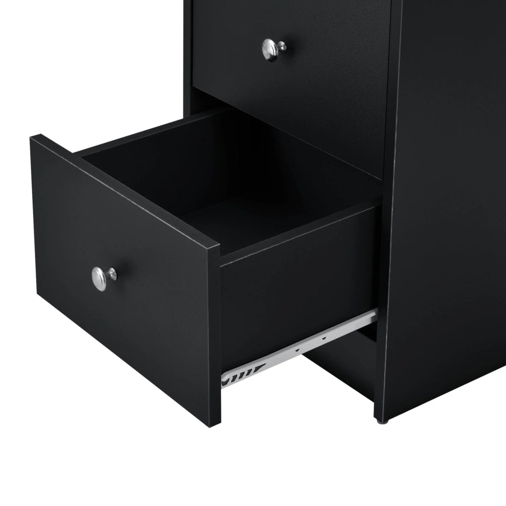 Scrivania/postazione di lavoro per computer con 3 cassetti legno rivestito in melaminico 120 cm nero 03_0004713