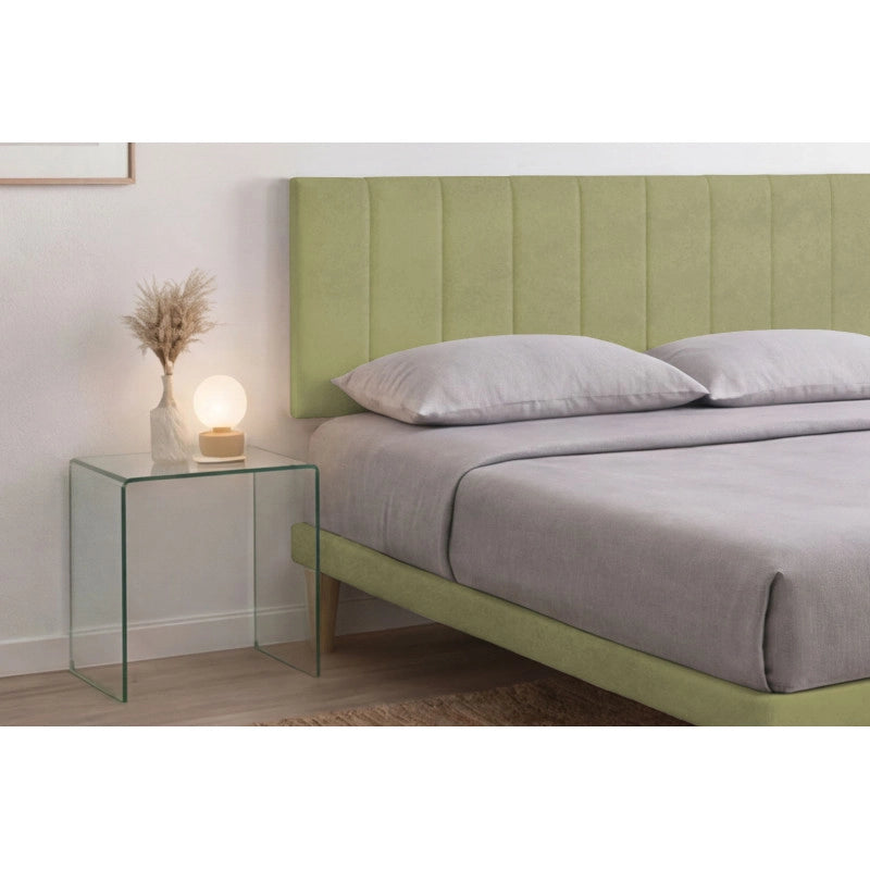 Letto imbottito Matrimoniale 180x190 cm Vertical - Con rete,Microfibra,Tè verde