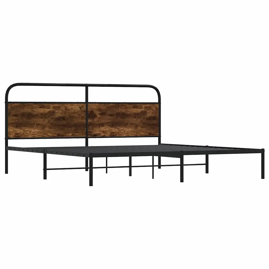 Letto matrimoniale | Letto per adulti | Giroletto senza Materaso in Metallo Rovere Fumo 180x200 cm