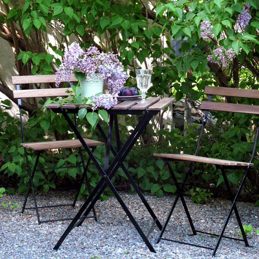 Set Tavolino e 2 Sedie Pieghevoli da Giardino Bistrot Nero
